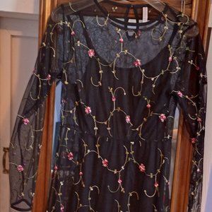 Xhiliration Embroidered Stretch Lace Maxi Dress with Camisole